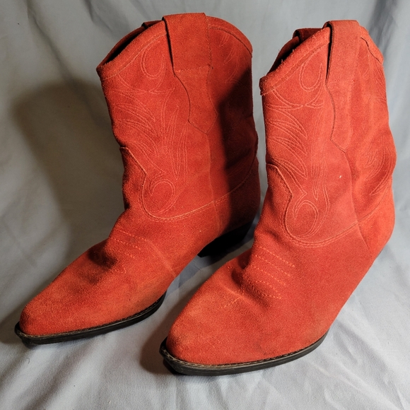 Women's Red suede Leather cowgirl boots - Picture 15 of 15